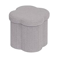 Bonlife Boucle Ottoman with Storage,Foldable Footstool for living room,Toy Chest,Storage Seat