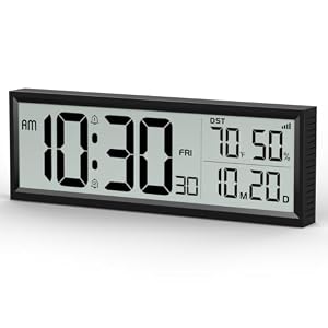 Digital Alarm Clock Battery Operated, 8.5″ Wireless Digital Wall Clock