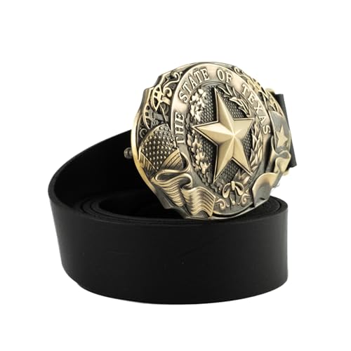 Leather Belt with Texas State Solid brass belt buckle, Texas star, The Lone Star State large buckle, Texas seal, Western Cowboy heavy-duty cowhide belt3
