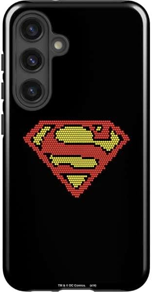 Skinit Impact Phone Case Compatible with Galaxy S24 - Officially Licensed DC Comics Superman Logo Background Pattern Design