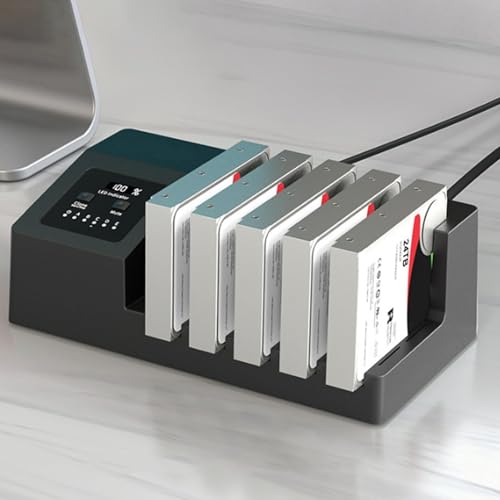Estación de acoplamiento para 5 discos HDD/SSD con clonación offline miniatura 1