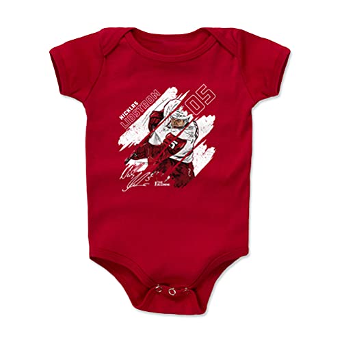 500 LEVEL Nicklas Lidstrom Baby Infant One Piece Bodysuit (3-6 Months, Red) - Nicklas Lidstrom Stripes WHT