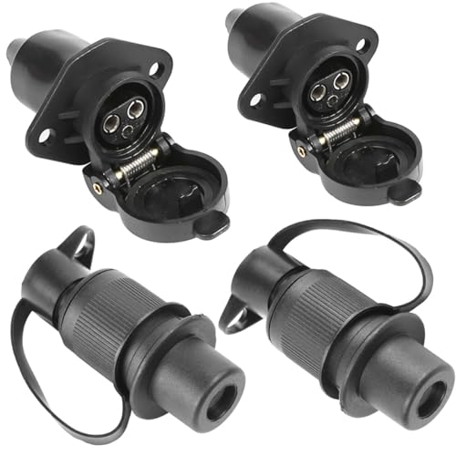 ETUKER 2X Anhänger Stecker 3polig,2xAnhänger Steckdose Flach Dreipoliger Stecker Steckdose 12v Traktor 3pol