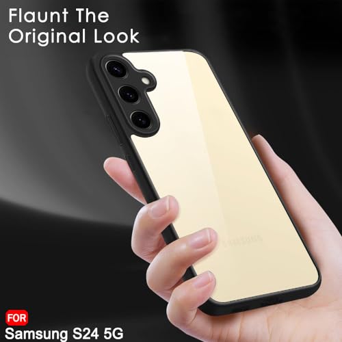 Image of TheGiftKart Ultra-Hybrid Crystal Clear Back Cover Case for Samsung Galaxy S24 5G | Shockproof Design | Camera Protection Bump | Transparent Back Cover Case for Samsung S24 5G (PC & TPU, Black Bumper)
