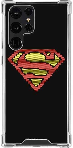 Skinit Clear Phone Case Compatible with Galaxy S24 Ultra - Officially Licensed DC Comics Superman Logo Background Pattern Design