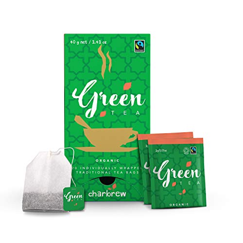 Té Verde Orgánico de Charbrew Bolsitas de Té En Envoltorio con Cordel y Etiqueta