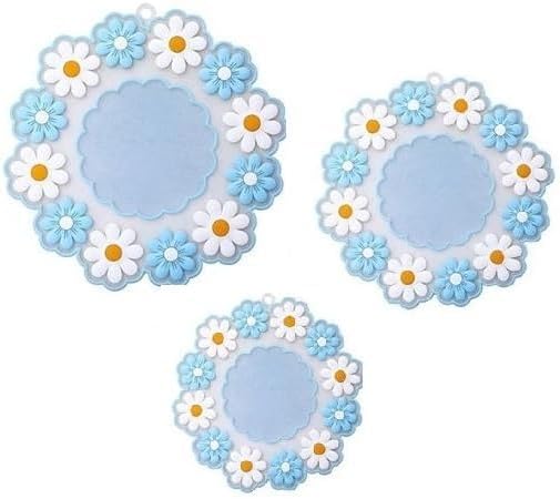 Flower Design Silicone Coasters for Dining Table and Countertop, for Hot Pots, Non-Slip, Heat Resistant Trivet Mats, Dining Table Pads for Pots, Bowls, Dishes & Drinks, Multi-Use (Set of 3)