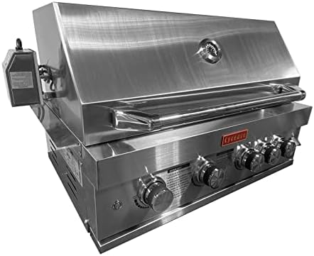 Cycence CY-GR0434CV 32 Inch 4 Burner Professional Built-In Gas Grill, LPG or Natural Gas, Professional Stainless Steel with Free Rotisseries Kit
