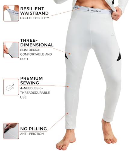 Image of Mens Thermal Underwear Long Johns Set Cold Weather Hunting Base Layer | Fleece lined top & bottom. Moisture wicking, 4-way stretch. Ultimate warm winter gear for skiing, work & outdoor sports
