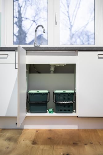 bioMat AirBox® Biomülleimer für die Küche, Tüten bis 10l, geschlossener Komposteimer mit perforiertem Deckel, freistehend oder montierbar, Grün