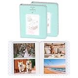 uxcell 2個セット小型フォトアルバム 4x6インチポケット付き写真帳 16枚の透明ページで64枚の3インチ写真を収納 富士フィルム 家族の記念日 結婚式 旅行の思い出用 スカイブルー