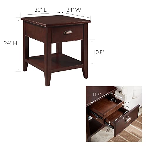 Image of Leick Home Laurent End Table, 24 inch, Chocolate Cherry