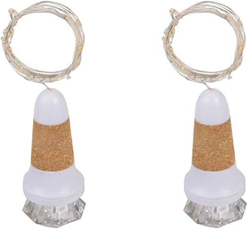 Miniatura 6 de Uonlytech 2 luces de corcho para botella de vino con tira de luces, luces recargables por USB, luces de botella de destello de luz de diamante,