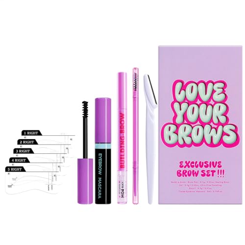 Juego de lápices de cejas para cejas, set de maquillaje de cejas, resistente al agua, juego de 10 piezas de maquillaje de ojos con tarjeta de cejas, máscara de pestañas, crema de cejas, recortador de