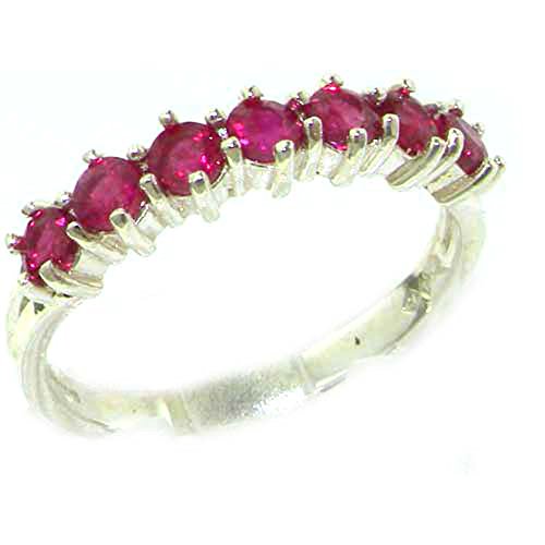 925 Sterling Silver Real Genuine Ruby Womens Eternity Ring