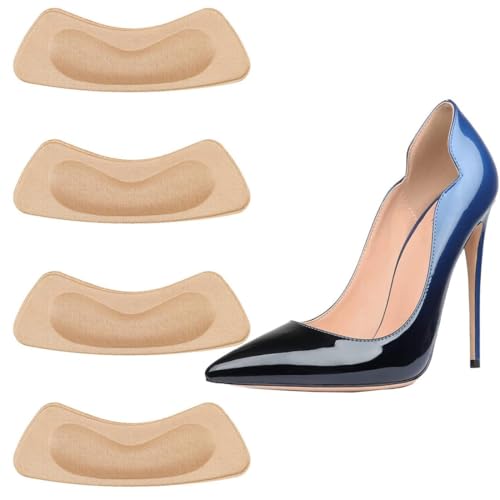 PLABBDPL 4Pcs PoignéEs de Talon pour Chaussures Trop Grandes Coussinets de Pied Auto Adhésifs pour Hommes et Femmes，pour Auto Adhésifs Coussinets Pieds Semelles, couleur de peau