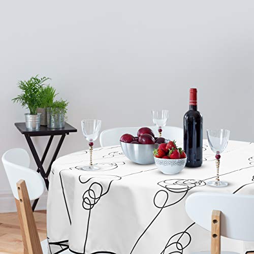 OinkieMoo Round Tablecloth 60 inch - Modern Elegant Polyester Fabric Table Cloth Cover