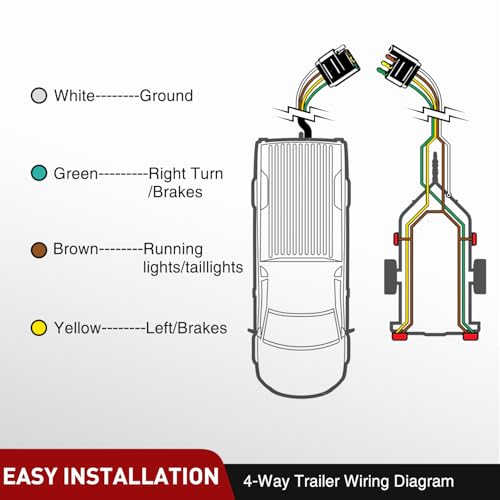 Image of Nilight 50 Feet 4 Way Trailer Wire Extension Cable 14 Gauge 4 Conductor 100% Pure Copper Insulated Heavy Duty Weatherproof for 4 Pin Blade RV Automotive