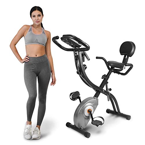 ATIVAFIT 3-in-1 Heimtrainer Fahrrad klappbar Zuhause magnetisch angetrieben Hometrainer Fahrrad mit Handpulsmessung & LCD Monitor Fitnessgeräte für Zuhause platzsparend ideal für Sportler