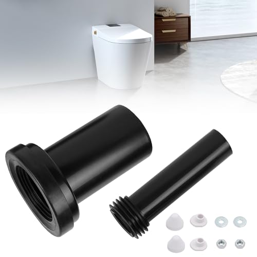Anschlussgarnitur für Wand-WC,185mm Wc Anschlussset Dichtung Ablauf Anschlussrohr Spülrohr Abflussrohr mit Kappen(Spülrohr+Abflussrohr+Kappen, 185mm)
