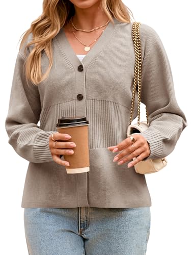 Cicy Bell Womens V Neck Cardigan Sweaters Long Sleeve Cinched Waist Knit Tops Dressy Casual Button Up Fitted Outerwear3