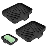 Mulapucher 2 Stück Silikon Seifenschale mit Ablauf, Tragbare Duschseifenkiste, rutschfest,...