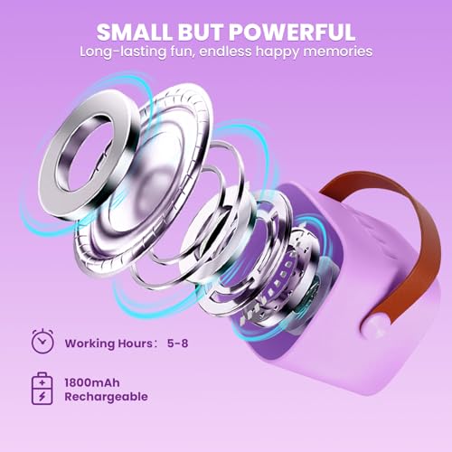 Kinder Karaoke Maschine, Neueste Karaoke Mikrofon Kinder, Geschenke für Mädchen Jungs,Mini Bluetooth Lautsprecher Geschenk Mädchen Stimmverzerrer-Spielzeug Spielzeug für 3 4 5 6 7 8 9 10+(lila)