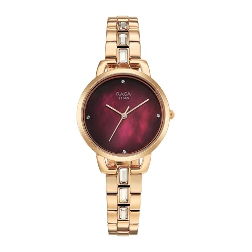 Image of Titan Raga Glimmers Quartz Red Round Dial Women's Watch - 95327WM01F