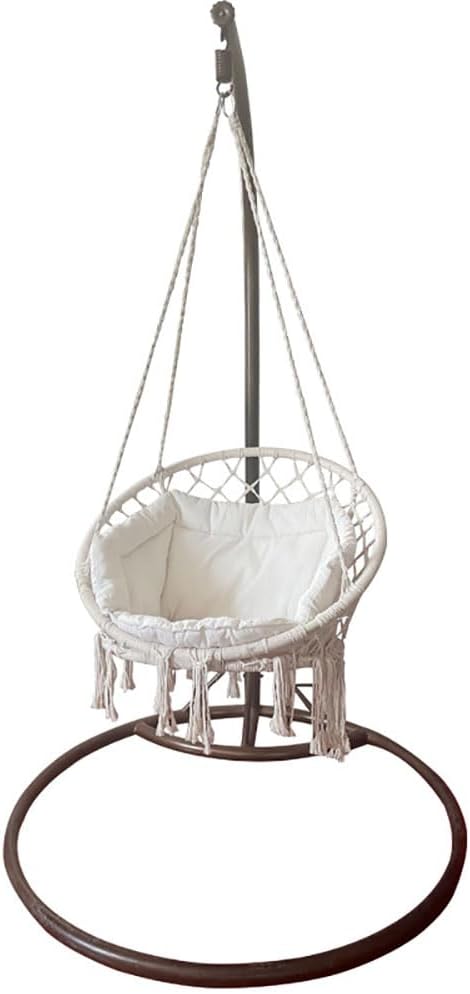 Swing Chair Replacement Cushion - Hanging Basket Egg Chair Round Seat Thick Nest Back Pillow for Patio Garden, B Beige