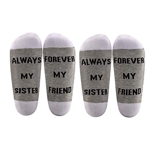 LEVLO Sister Socks Best Friend Socks Always My Sister Forever My Friend Sister Socks Socks for Women (2 Pairs Set)