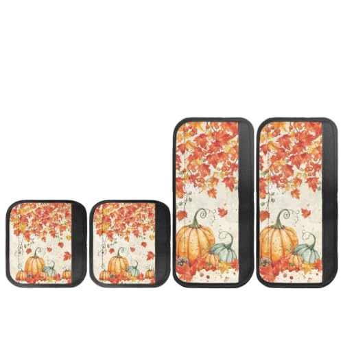Image of Dreaweet Watercolor Pumpkin and Maple Print Fridge Handle Covers Set of 4