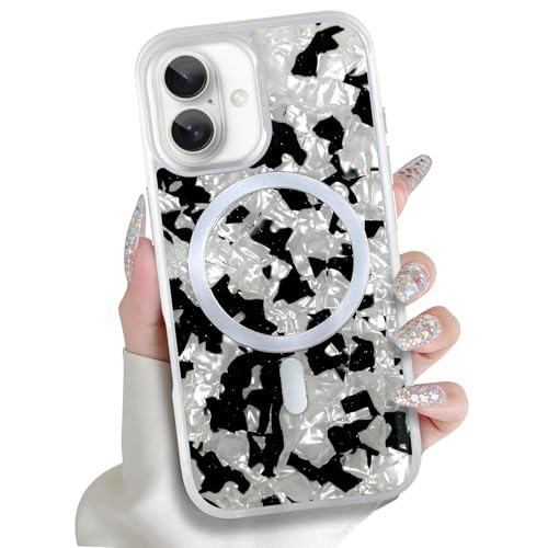 Coque de téléphone magnétique pour iPhone 17 avec luxueux pare-chocs motif nacre