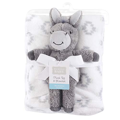 Image of Hudson Baby Unisex Baby Plush Blanket with Toy, Snuggly Donkey, One Size