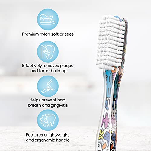 Smyl Toothbrush, Soft Toothbrushes For Adults With Nylon Bristles, Oral Care And Plaque Removal, Urban Pop Art Graffiti, Nyc #TOP1