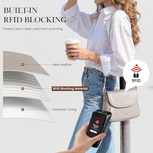 Image of befen Genuine Leather Saddle Crossbody Bags for Women with RFID Blocking, Small Flap Cross Body Purse Hangbags
