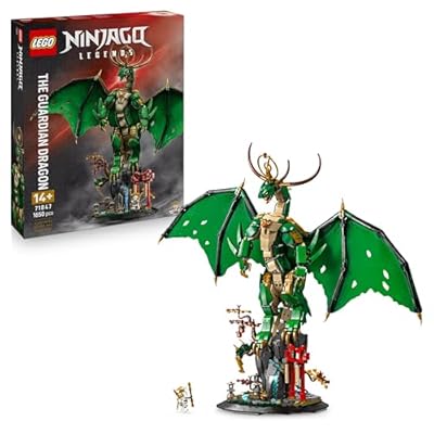LEGO NINJAGO De Drakenbewaker Draken Speelgoed voor Kinderen - Met Verstelbare Drakenfiguur Master Wu Minifiguur en Displaystandaard - Cadeau voor Tieners vanaf 14 Jaar en Monsterlijk Fans 71847