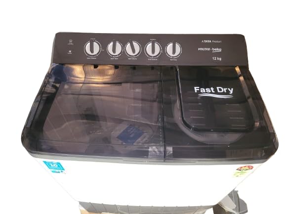 Image of Voltas Beko, A Tata Product 12 Kg 5 Star Semi-Automatic Top Loading Washing Machine (WTT120UPA /GRSSWH5PTDA, Grey, Pulsator Wash Method)
