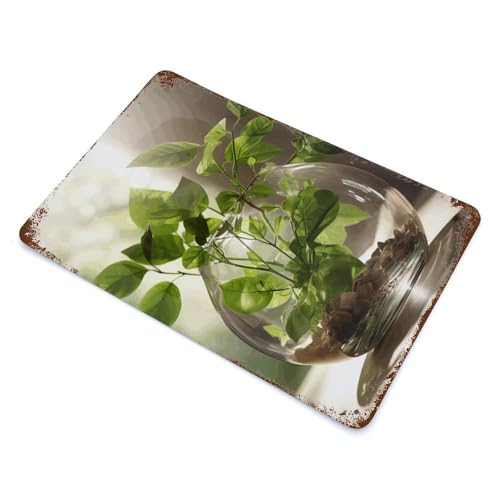 Tableau en métal vintage durable avec illustration botanique - 3