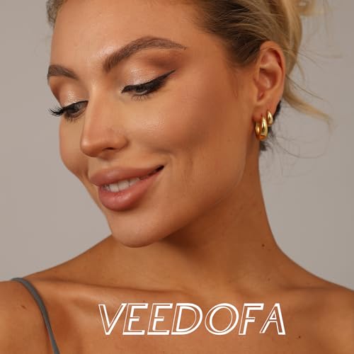 Small Hoop Earrings Set for Women,Trendy 14K Gold Plated Sterling Silver Small Chunky Hoops Earrings for Multiple Piercing Jewelry Gift4