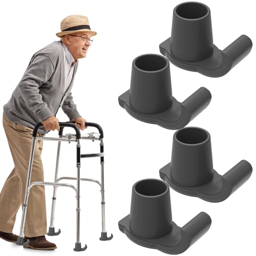 4 Pcs Walker Skis Glides for Folding Walkers, Rubber Walker Caps Glide, Practical Walker Foot Glides, Easy to Install Glide Walker Feet Caps Walker Assist Accessories for Folding Walkers Seniors