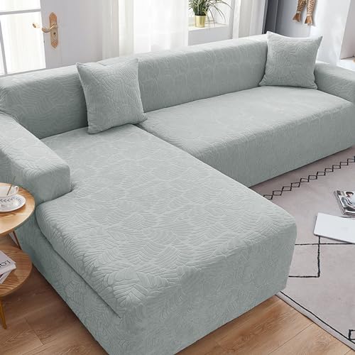 Housse de canapé d'angle en forme de L extensible en velours premium - 2