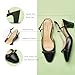 C.Paravano Women's Slingback Low Chunky Heels Black Round Toe Block Heel Pumps Splicing Bowknot Slip On Fashion Party Dress Shoes,Size11