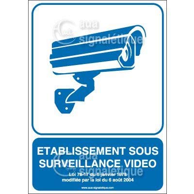 AUA SIGNALETIQUE - Autocollant Etablissement sous Surveillance Vidéo02 - v - 75x105 mm, Vinyl adhésif Cover