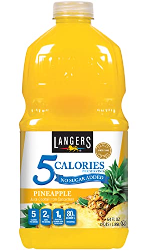 Langers 5 Cal Pineapple Juice Cocktail, 64 Fl Oz (Pack of 8)