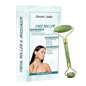 Green Jade Himalayan Natural Jade Roller Massage Tool for Anti-aging, Manual, Green