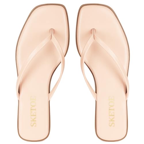 Image of Flip Flops Sandals for Women Square Toe Lightweight Thong Slides