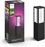 Philips Hue Impress White and Colour Ambiance Pedestal [EU Version - Black] Low Voltage. For Outdoor Lighting, Patio, Terrace, Garden.