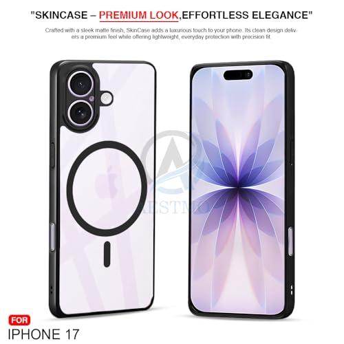 Image of AESTMO iPhone 17 Back Cover | 360 Protection | Crystal Clear Hard Back Transparent | Compatible with MagSafe Accessories (PC+TPU, Black Bumper)
