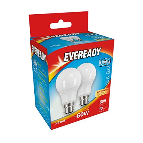 Eveready Led Gls 806 Lumen B22 Warm X 2 S15301 White