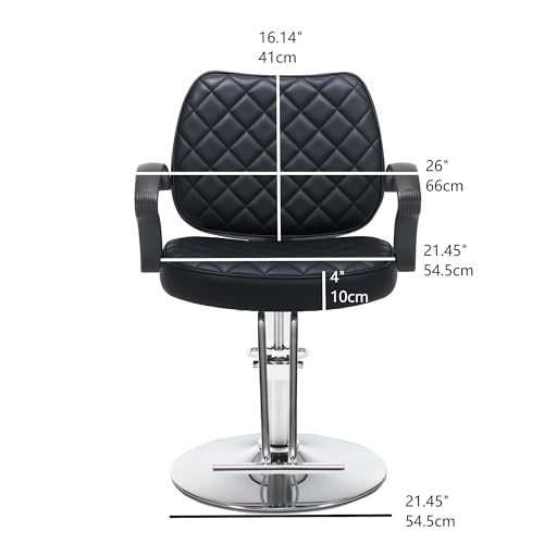 Image of Barber Chair for Hair Stylist- 360Swivel, Adjustable Height& Footrest& Armrest, Capacity 350 LBS Salon Chair with Heavy Duty Hydraulic Pump for Tattoo Shampoo Beauty Shop